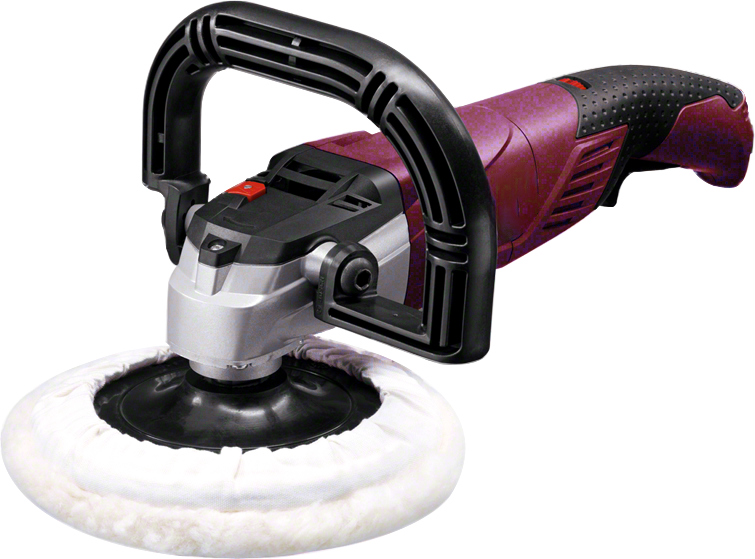 A photo of a maroon car polisher that could be used for paint correction or ceramic coating at Clean Car Wash and Detail in Fredericksburg, VA.