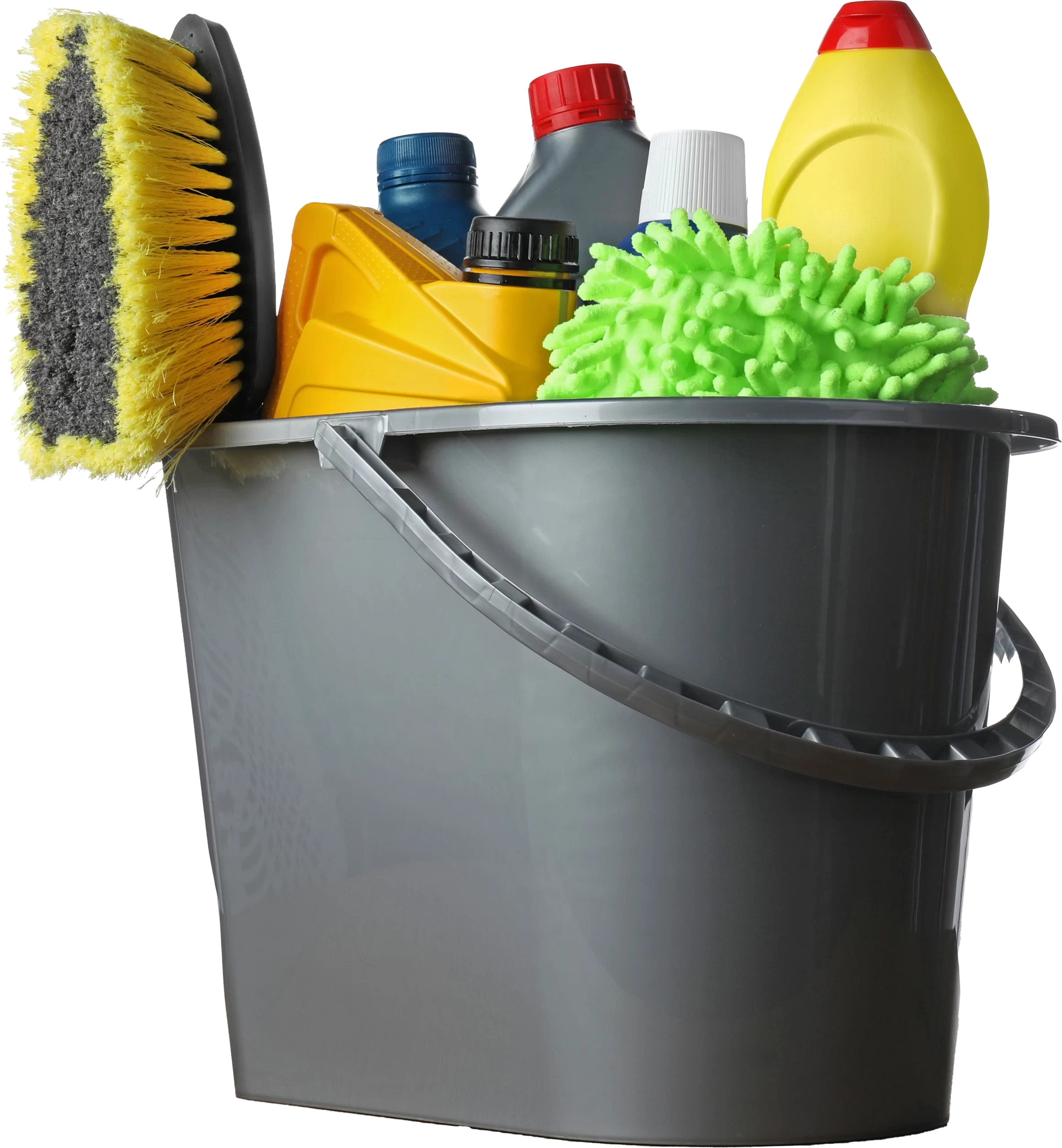A bucket of car wash supplies that could possibly be used at Clean Car Wash and Detail in Fredericksburg, VA.